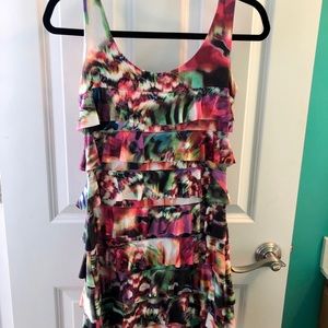 Isle Apparel Colorful Ruffle Dress Size: XS